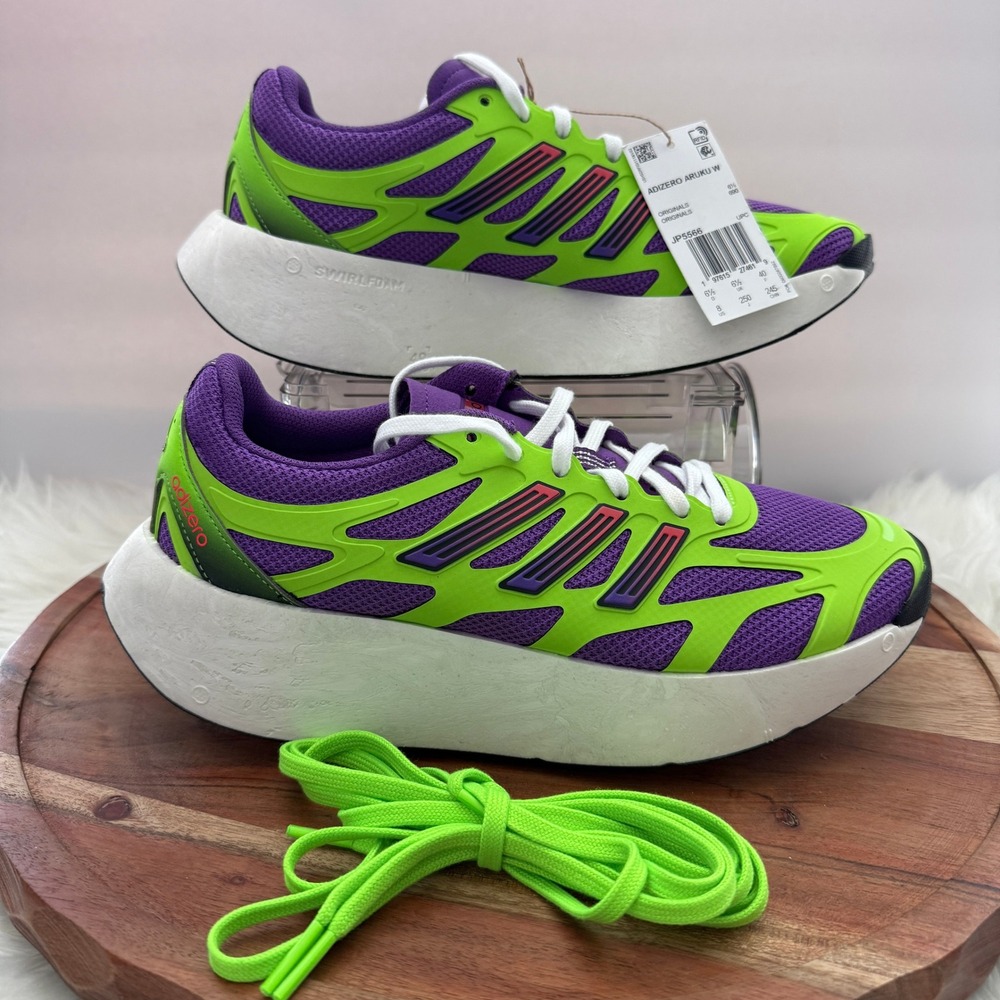 Adidas Adizero Aruku Womens 8 Green Purple New JP5566 Swirlfoam Running Shoes